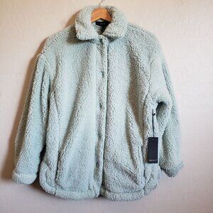 NEW Forever 21 Faux Shearling Teddy Jacket Button Front Mint Size Women's Small